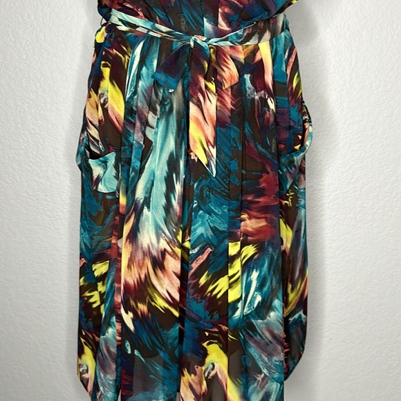 Multicolored Fit and Flare Abstract Print Sleeveless Dress 10 - Picture 4 of 10